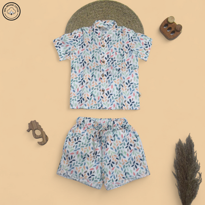 Leafy Muslin Half Sleeve Co-ords Set