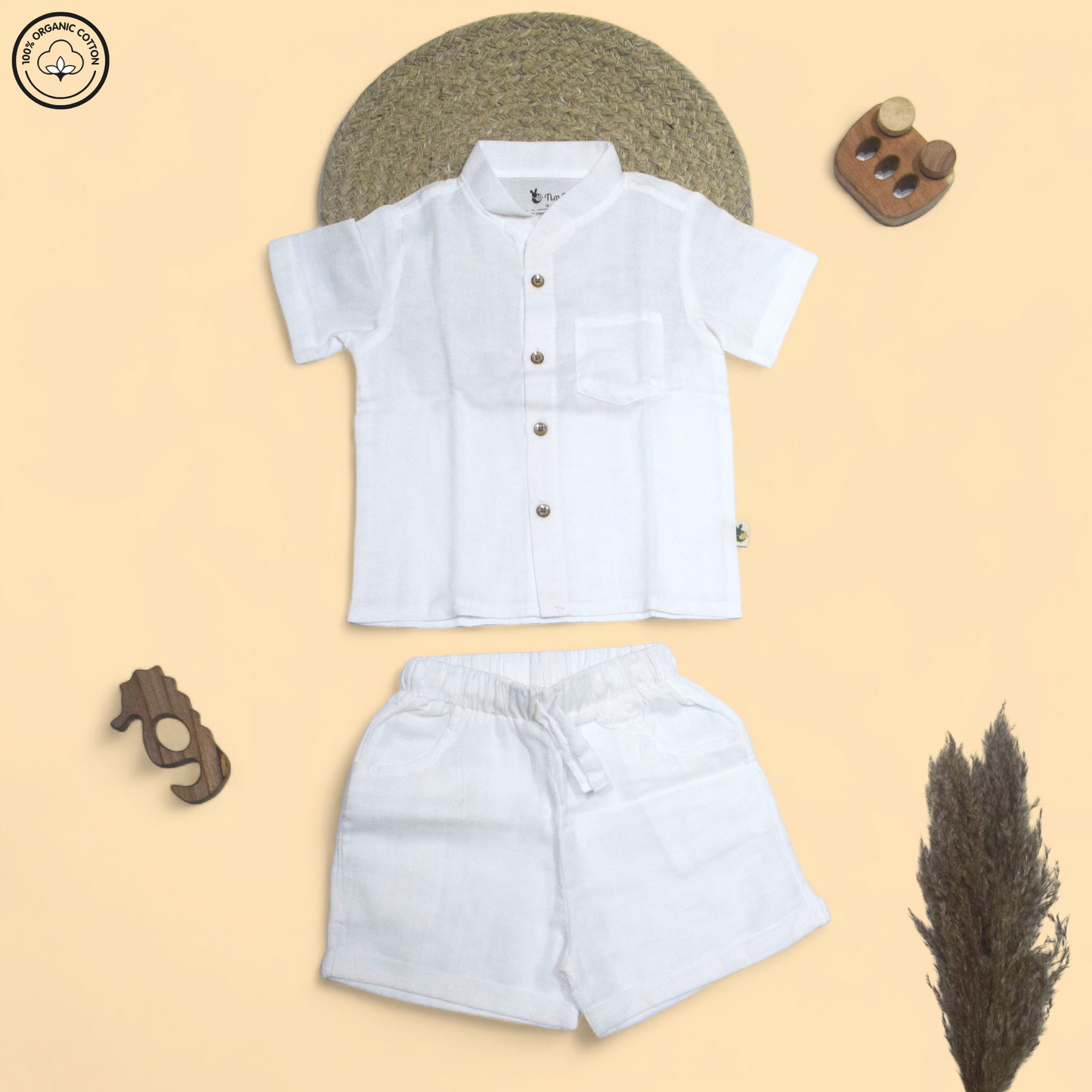 White Muslin Half Sleeve Co-ords Set