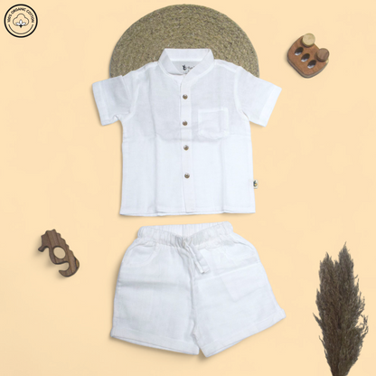 White Muslin Half Sleeve Co-ords Set