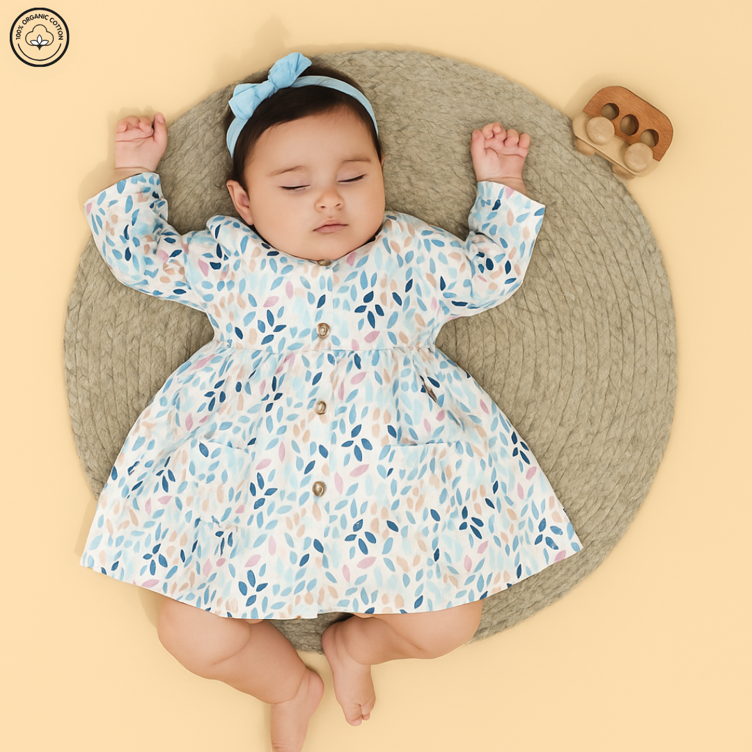 Leafy Lullaby Muslin Frock For Toddler