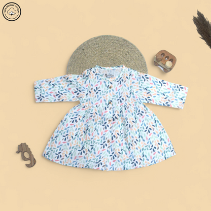 Leafy Lullaby Muslin Frock For Toddler