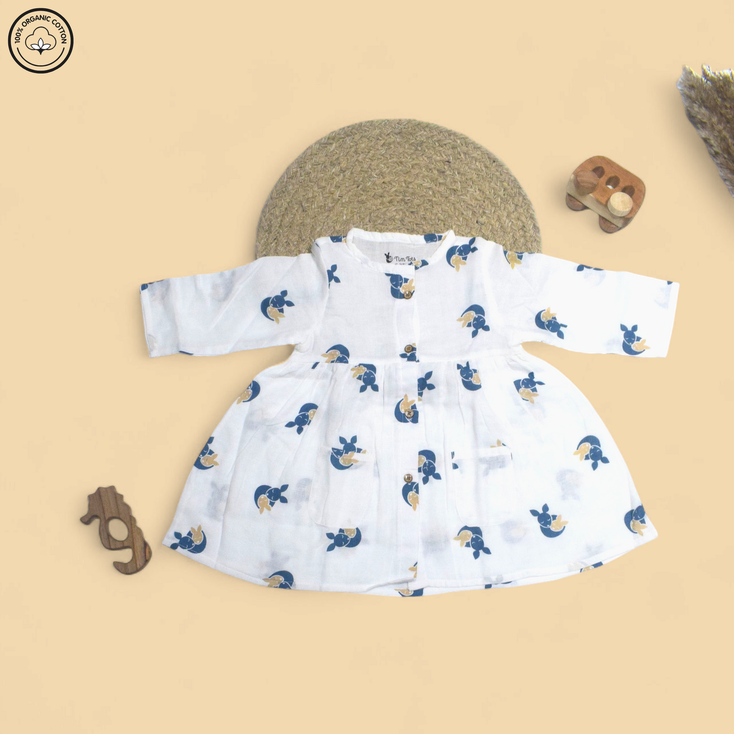 Timtots Bunny Muslin Frock For Toddler